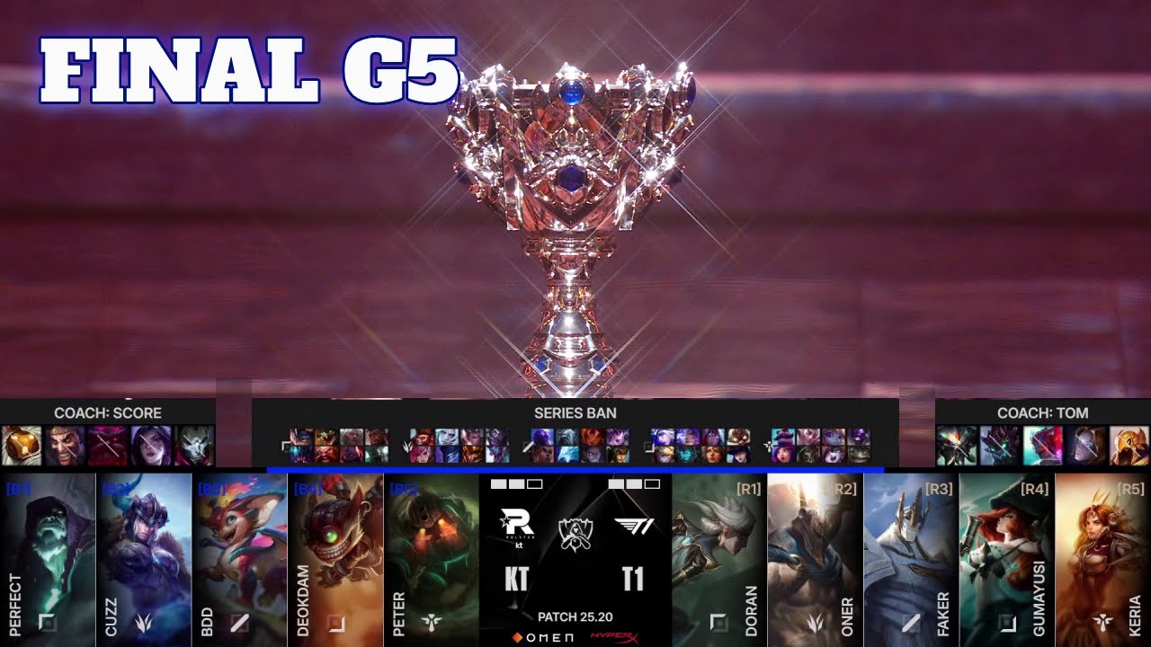 KT vs T1 - Game 5 | Grand Finals LoL Worlds 2025 | T1 vs KT