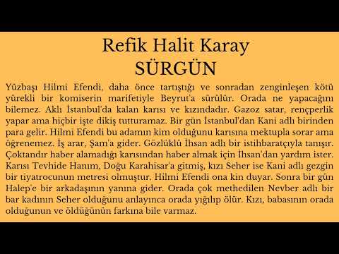 AYT EDEBİYAT Eser Özetleri | Refik Halit Karay SÜRGÜN