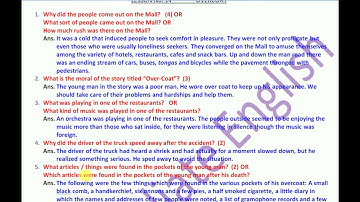 Questions Answers Book 1 | First / 1st Year Lesson No  14 Overcoat