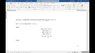 Proving With The Epsilon-Delta Definition Of A Limit -- Linear Function