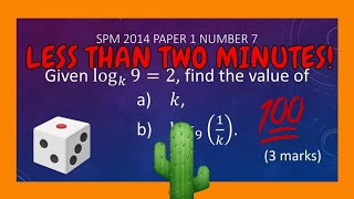 SPM Additional Mathematics 2014 Paper 1 Number 7 - Laws of Logarithms