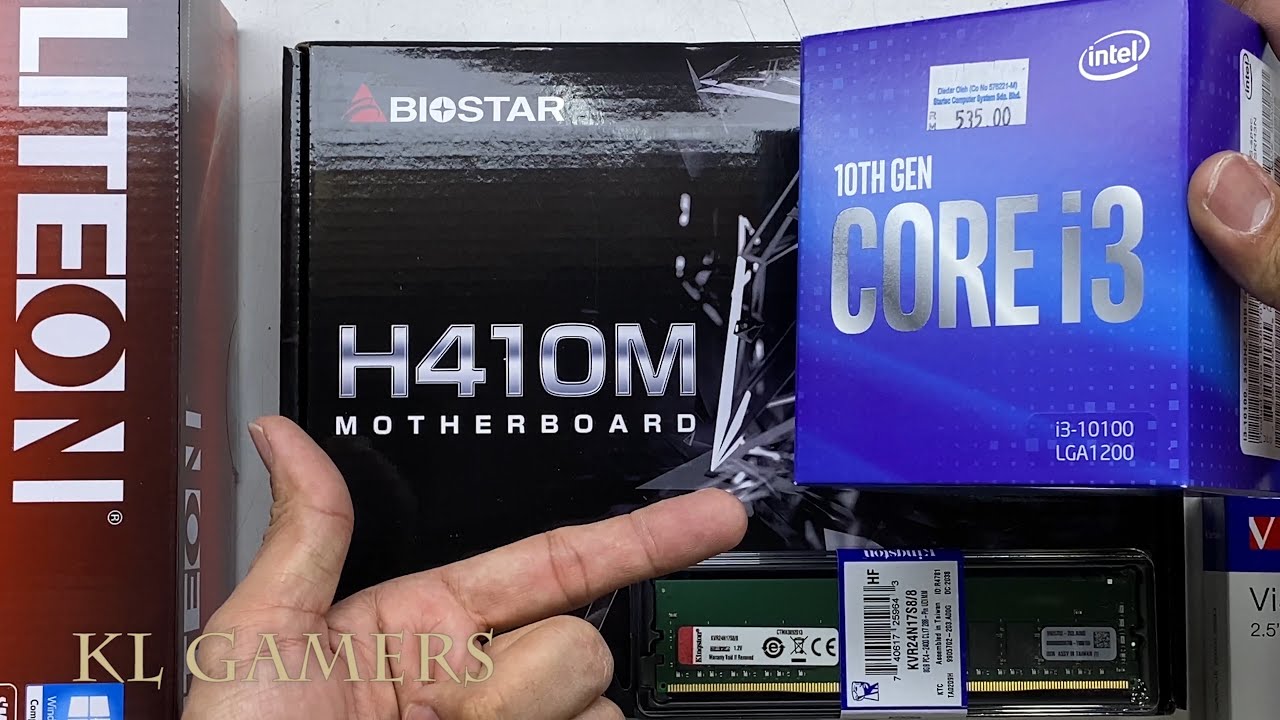 intel Core i3 10100 Biostar H410M Verbatim SSD LITEON DVD-RW Office PC Build - YouTube