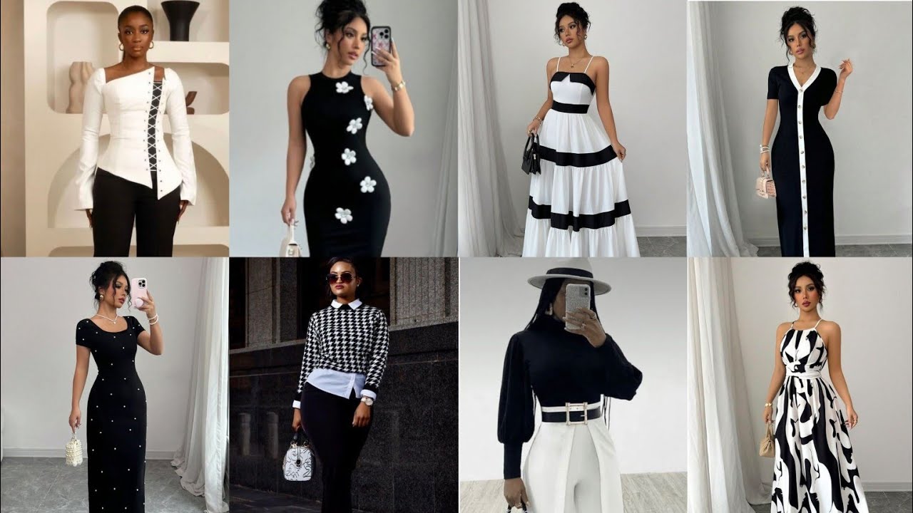 "Bold in Black & White: Trendy Dresses for Stylish Women"
