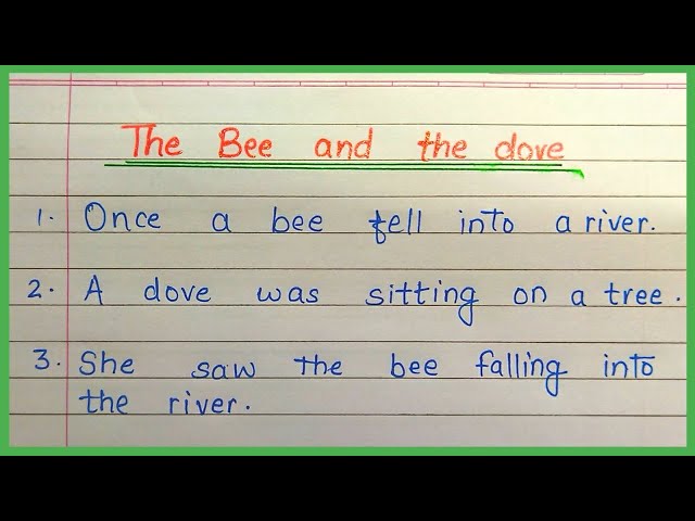 The bee and the dove story in english | 10 lines story writing | bee and dove short story english class=