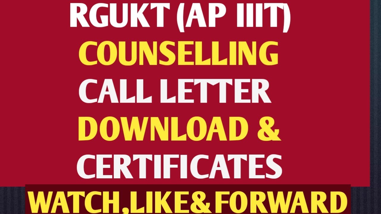 AP IIIT(RGUKT)2021 CALL LETTER DOWNLOAD special Category and General