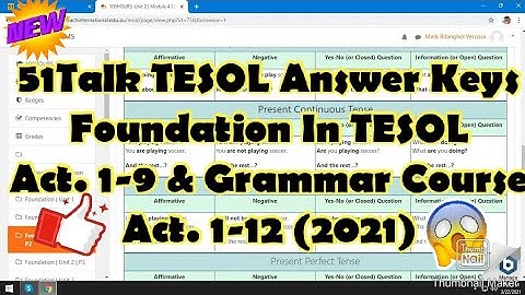 Foundation In TESOL Activities Unit 1 - 9 & Grammar Course Unit 1 - 12 ANSWERS (100% LEGIT) [2021]