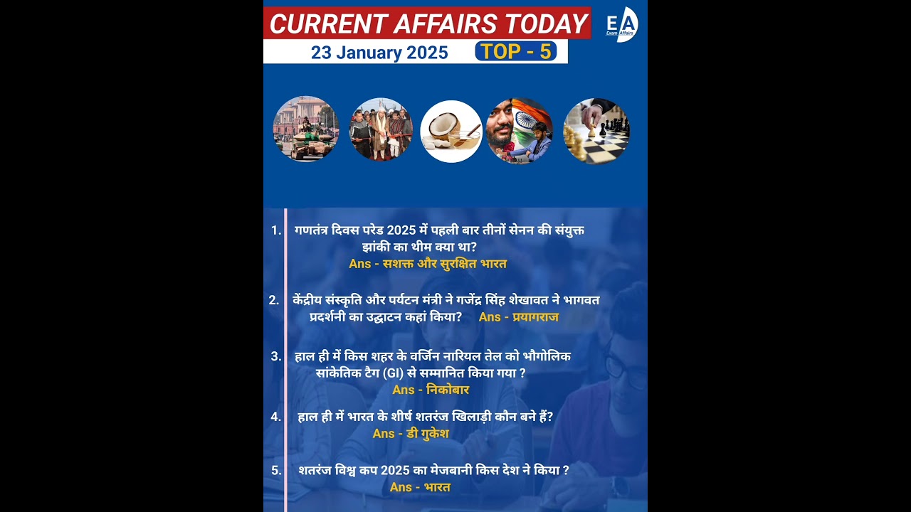 Daily current affairs ll TOP - 5 ll 23 January 2025 ll 