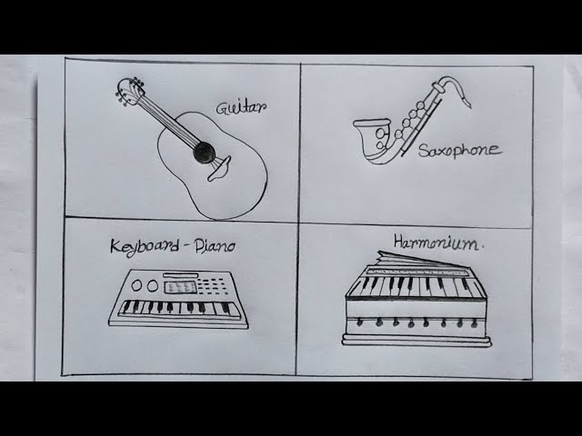 How To Draw Musical Instruments Free Musical Instruments Drawings,