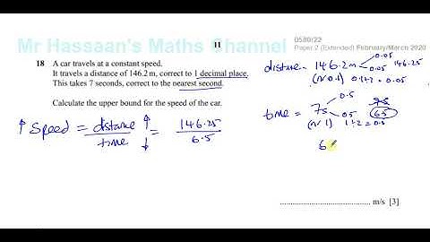 0580/22/F/M/20 (IGCSE) Paper 22 Q18 Upper & Lower Bound Calculations