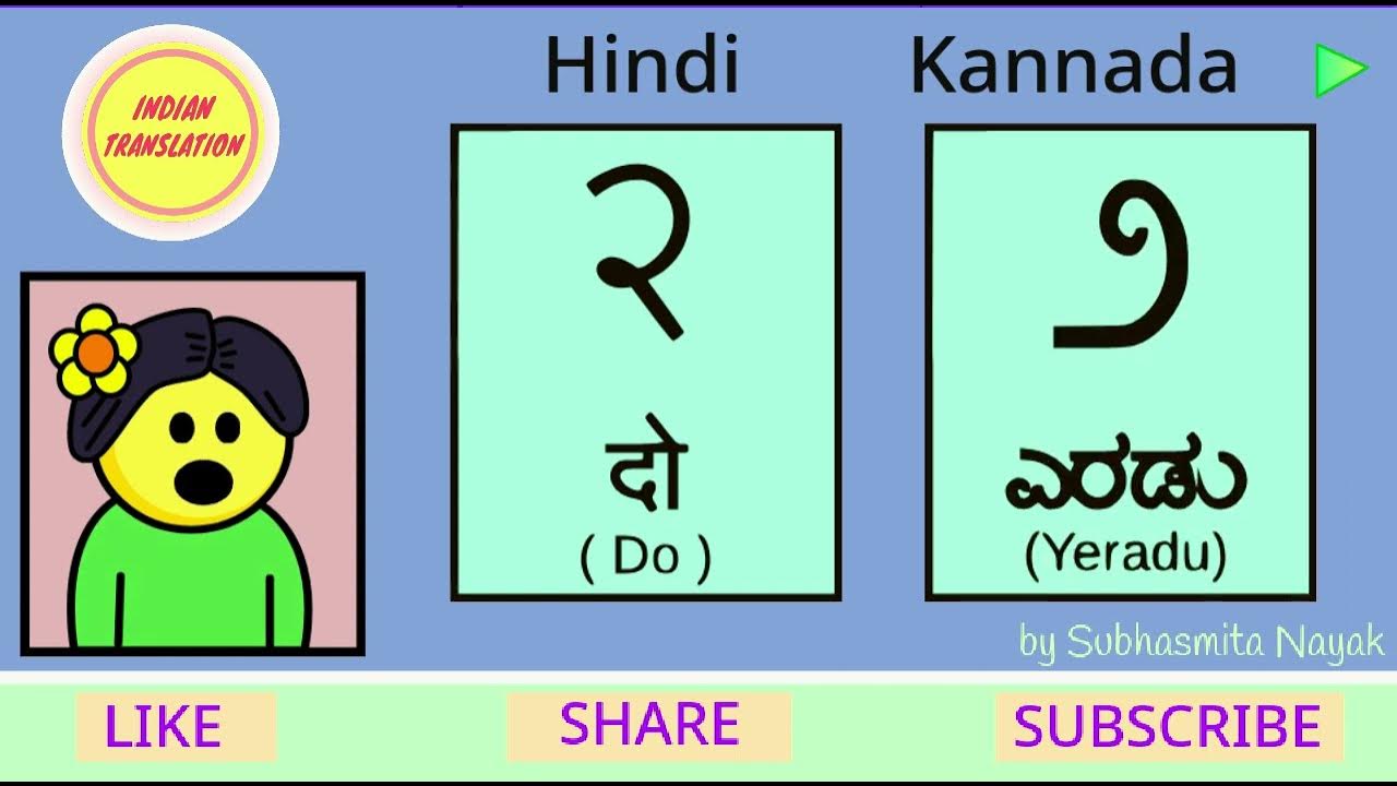 Hindi Kannada Translation Part 1 Number 1 to 10 Indian Translation