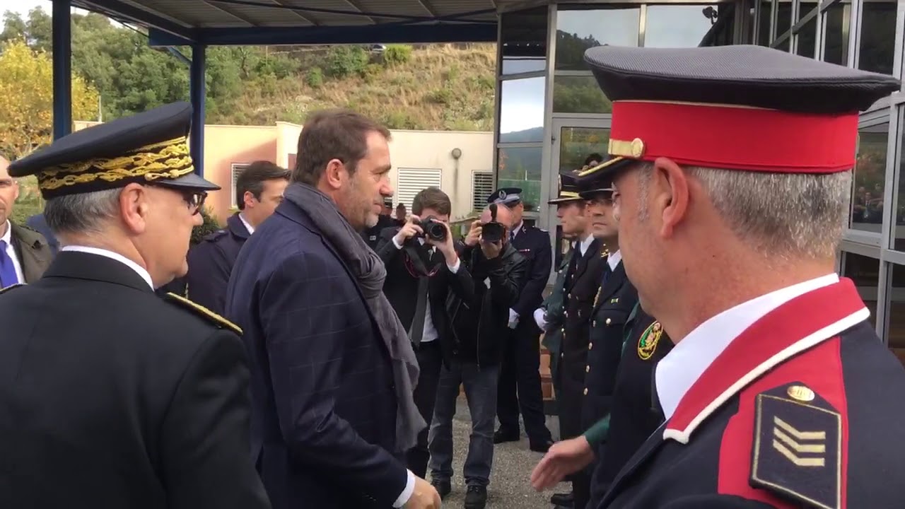 Le ministre de l'Intérieur, Christophe Castaner, arrive au Perthus ce lundi 12 novembre