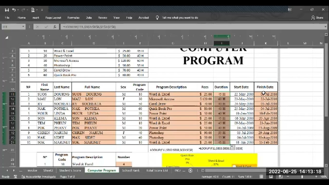 How to use function lookup and average,class rank, school rank, counta, countif, max, min in excel