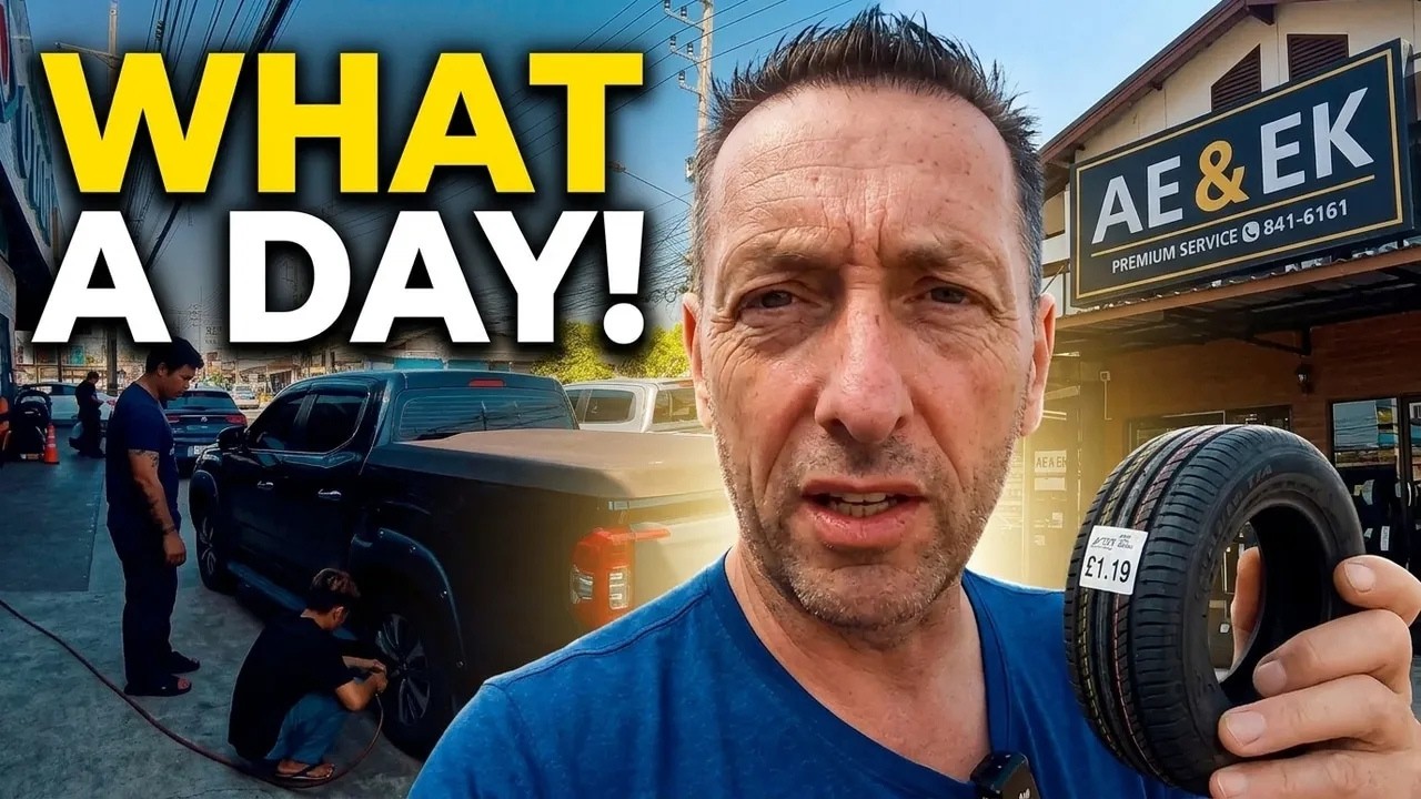 Budget Tyre Repair in Thailand?! Fuel Shortage Panic & Stunning Lake