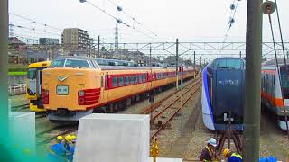 １８９系M５１編成、ラストラン当日のパンタ上げ＆幕回し