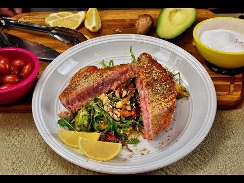 seared-tuna-steak-with-arugula-salad