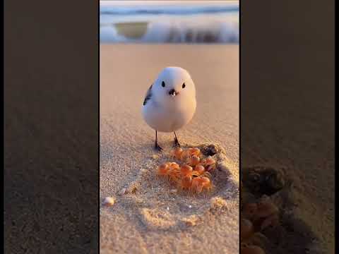 シマエナガがカニの赤ちゃんに遭遇した結果【Sora2】