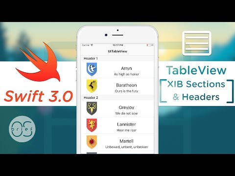 TableView - XIB Sections & Headers : Swift 3