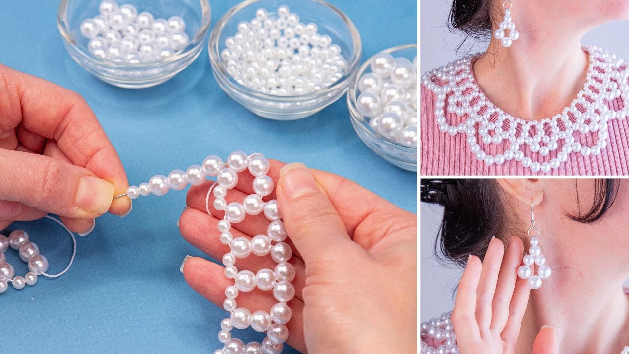 A beaded necklacecollar with pearls how to make beaded jewelry easily! YouTube