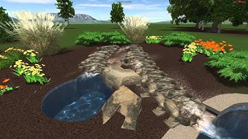 3d Pool Design by Monogram Custom Pools with custom stream bed waterfall in Lehigh County Pa