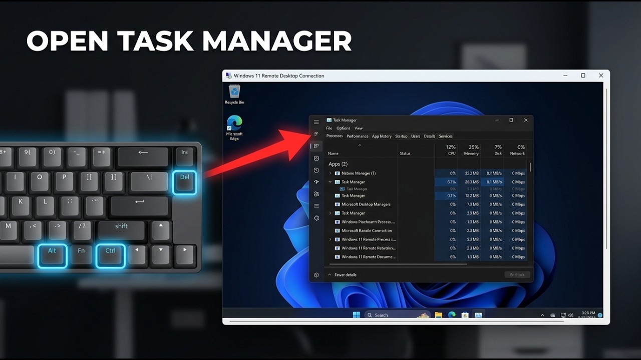 how to open and view task manager on remote computer... How to Open Task Manager in Remote Desktop (Keyboard Shortcuts) - YouTube