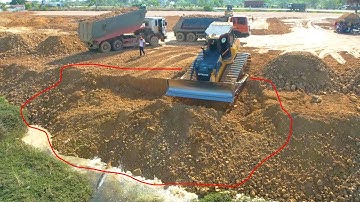 Excellent Work With Smooth Operation Both Bulldozers Shantui DH17 C3 Push Soil Landfilling Up