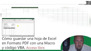 Como guardar una hoja de Excel en formato PDF desde una Macro con código VBA.