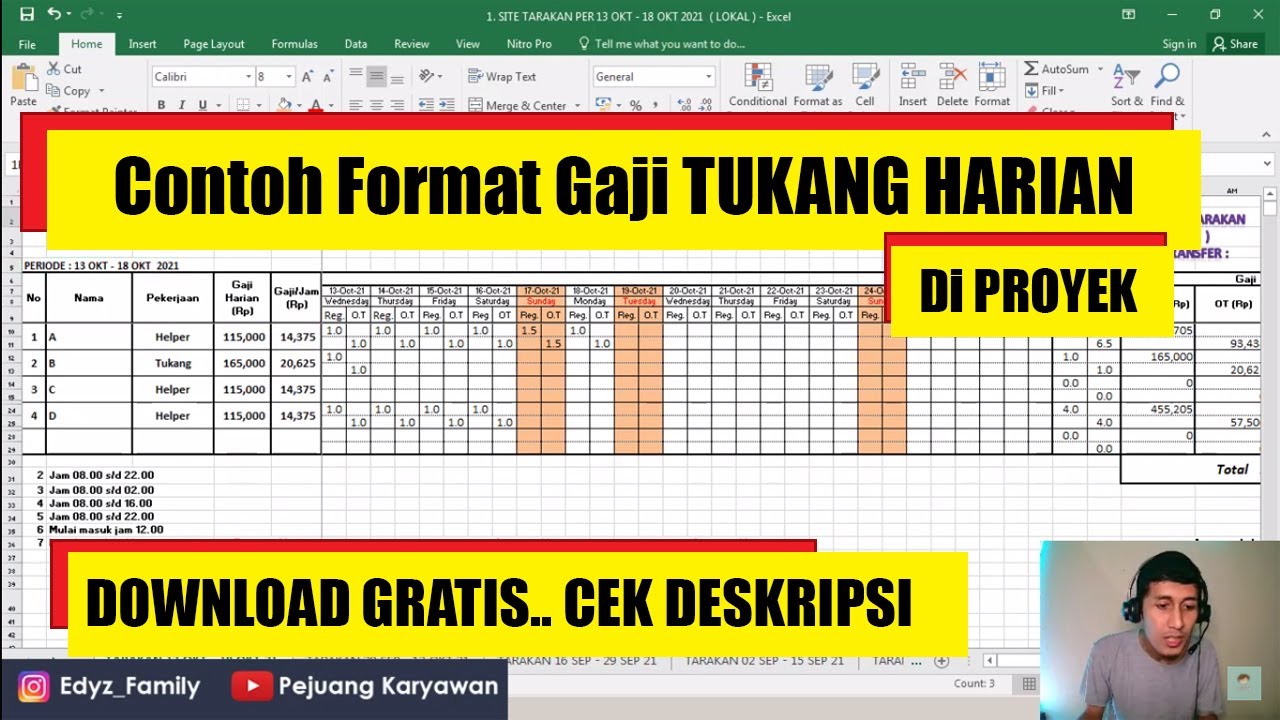 Contoh Format Gaji Tukang Harian Proyek Contoh perhitungan Gaji