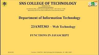 Leacture Video on Introduction to Javascript | SNS Institutions | M Manikandan AP
