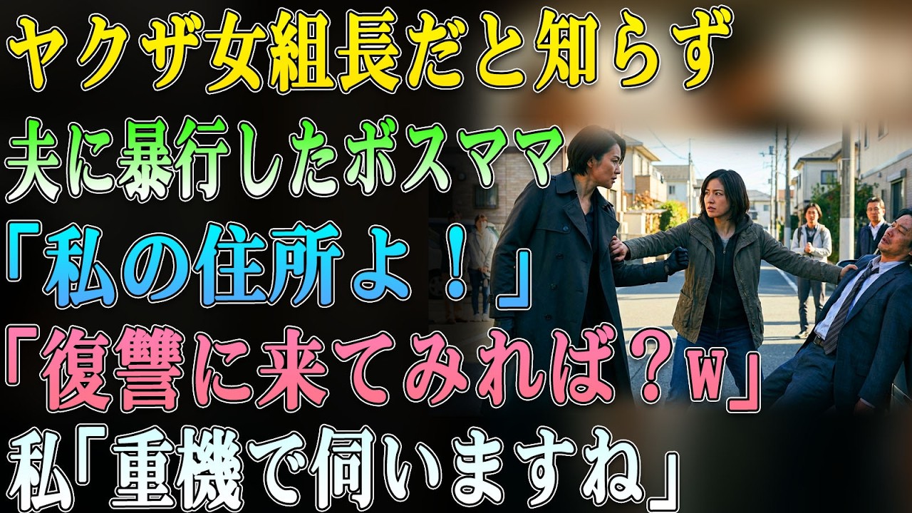 【スカッとする話】ヤクザ女組長だと知らず夫に暴行したボスママ｢私の住所よ！復讐に来てみれば？w｣私｢お邪魔しますね｣→重機に乗って尋ねると… #老後の物語 #家族の物語 #動エピソード