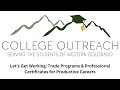 2024 Workshop — Let’s Get Working: Trade Programs &amp; Professional Certificates for Productive Careers