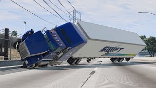 Swift truck crashes on the freeway and Aggressive towing cleans it up quickly