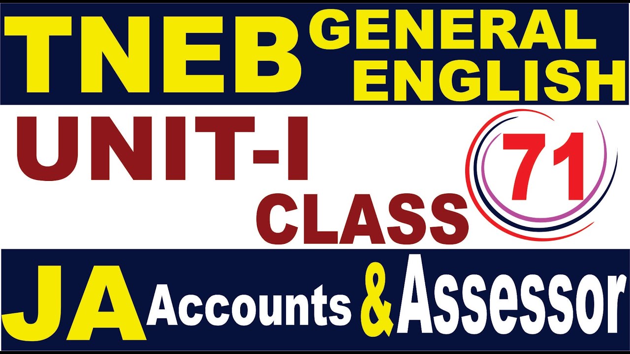Class - 71 l TNEB - Junior Assistant A/C & Assessor | Part-1 English Class -8