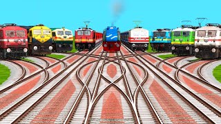 9 Indian Realistic High Speed Trains Crossing By Diamond Risky Railroad Tracks|🔺Train Simulator Game