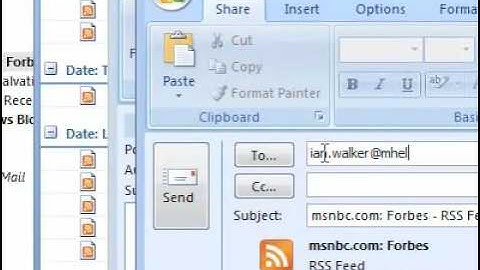 How to share an RSS feed in Outlook