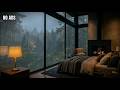 Cozy Bedroom with Heavy Rain and Fireplace Sounds 🌧️ Relaxing Rain for Insomnia (No Thunder)