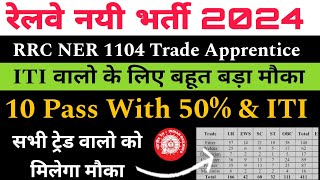 रेलवे नयी भर्ती 2024 | RRC NER 1104 TRADE APPRENTICE FORM ONLINE | RRC NER ONLINE FORM KAISE BHARE