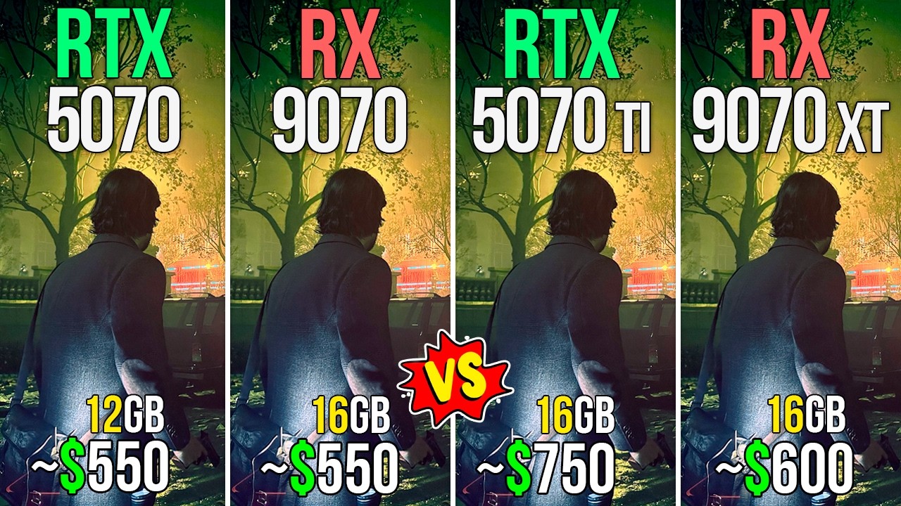 RTX 5070 vs RX 9070 vs RTX 5070 TI vs RX 9070 XT - Test in 20 Games ...
