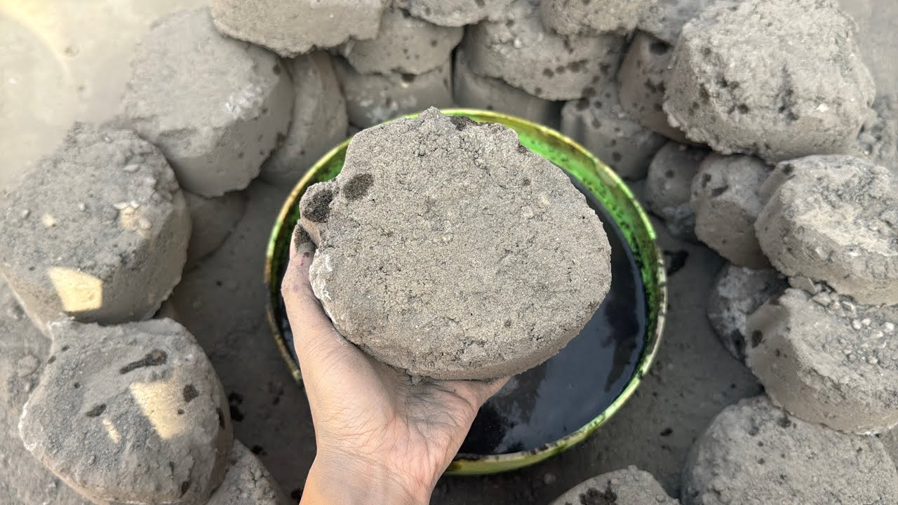 🍓shape series #14 || charcoal with white stone dry & water crumbling 🔥bombastic video