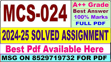 MCS 024 solved assignment 2024-25 || mcs 024 solved assignment 2025 in English || ignou mcs24 2025