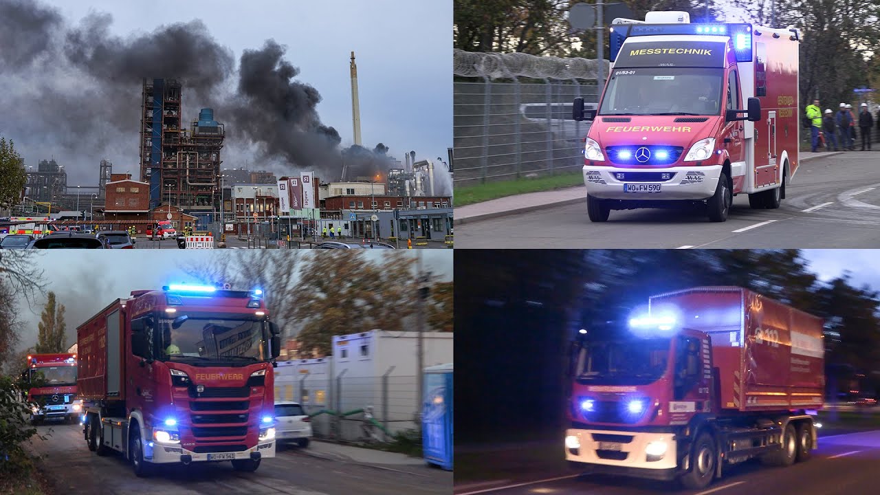 GROßBRAND IN CHEMIEFIRMA IN WORMS - GROßE RAUCHWOLKE KILOMETERWEIT SICHTBAR & EINSATZFAHRTEN