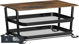Simple Houseware 2 Tier Rolling Utility Cart with Lockable Wheels and Wood Top