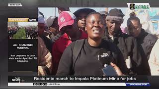 Residents march to Impala Platinum Mine for jobs
