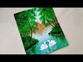 Swan Pair in the Lake Painting|Acrylic Landscape Painting tutorial for beginners|Easy swan painting|