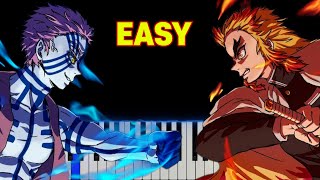 Demon Slayer (鬼滅の刃) - Rengoku vs Akaza theme | EASY Piano Tutorial + Sheet Link 🎵