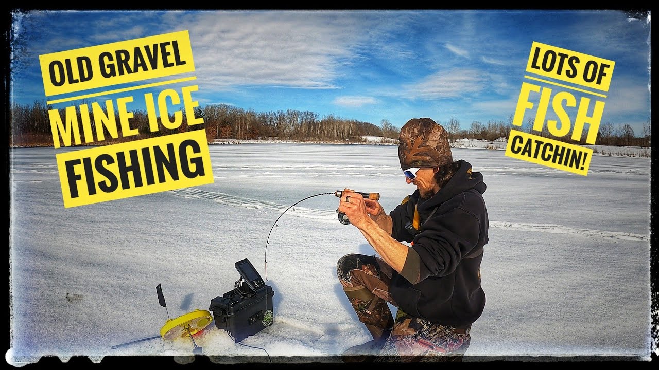 Old gravel mine ice fishing in Wisconsin! ( Lots of fish!) Northern
