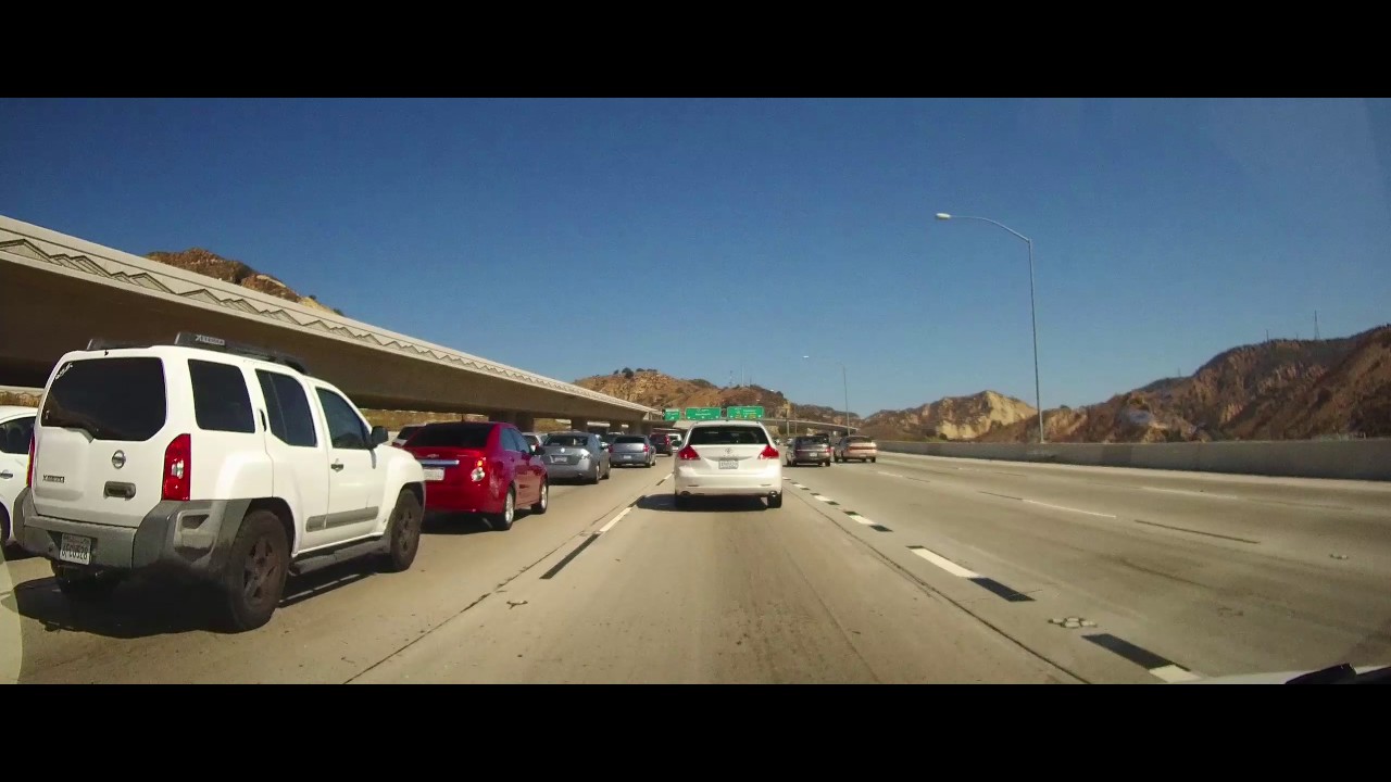 Driving Through The Newhall Pass interchange - I5 - Los Angeles