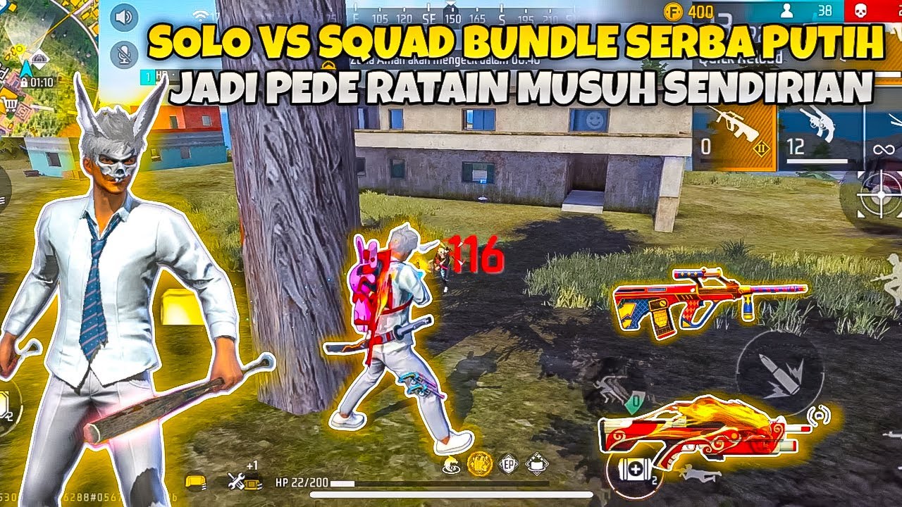 PAKE BUNDLE SERBA PUTIH SOLO VS SQUAD?! BIKIN PEDE RATAIN MUSUH! - YouTube