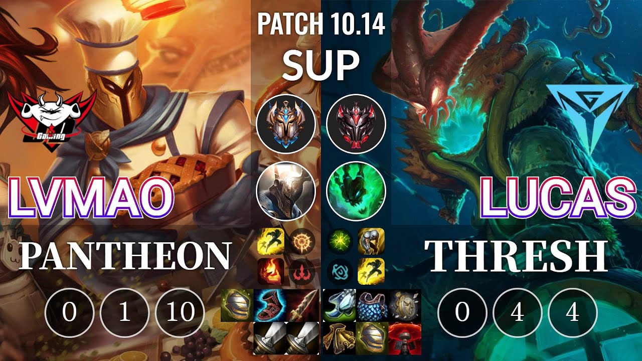 JDG LvMao Pantheon vs IGY Lucas Thresh Sup - KR Patch 10.14