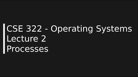 CSE 322 - Operating Systems Lecture (2) - Processes