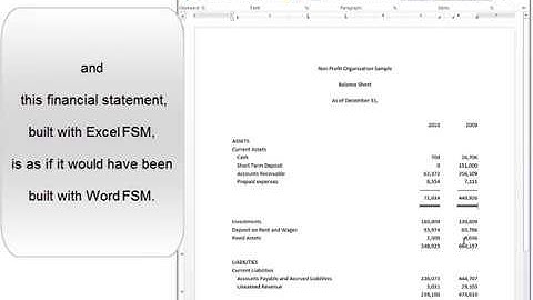 Excel FSM - Copying Financial Statements to Word FSM